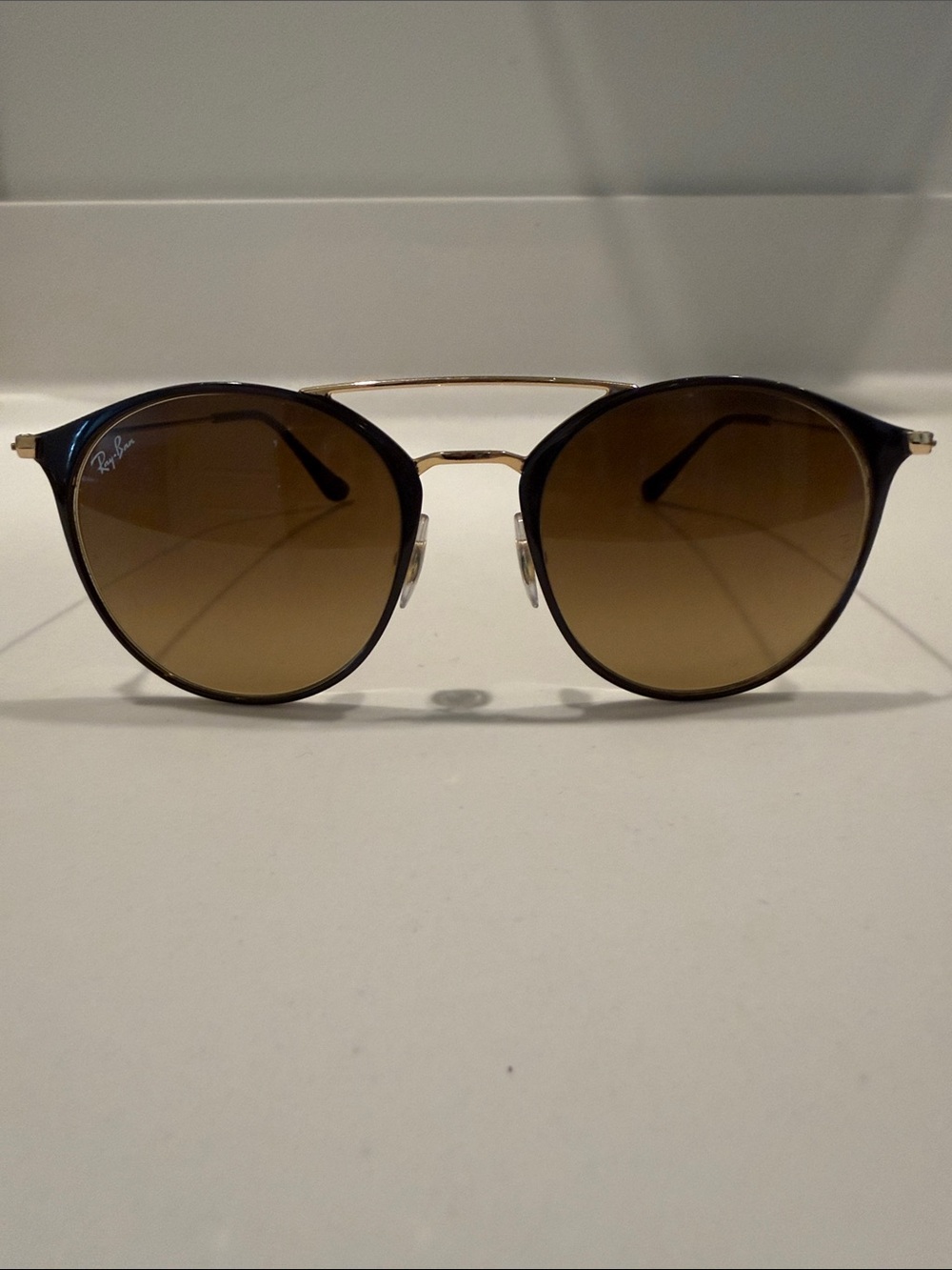 Ray-Ban Women's Black Frame Gold Double-Bridge Sunglasses with Brown Lenses - Picture 3 of 4